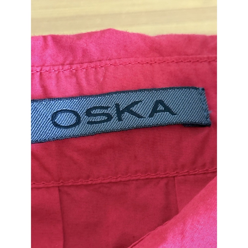 Oska Oversize Button Down Shirt Size 1 (6-8 US) Red 100% Cotton Poplin Collared - Picture 4 of 11